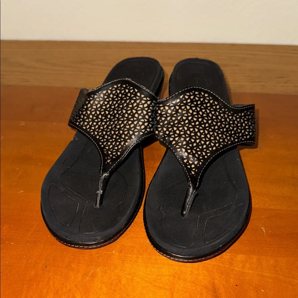 Dr.‎ Scholl's Black Cork Wedge Sandals Thong